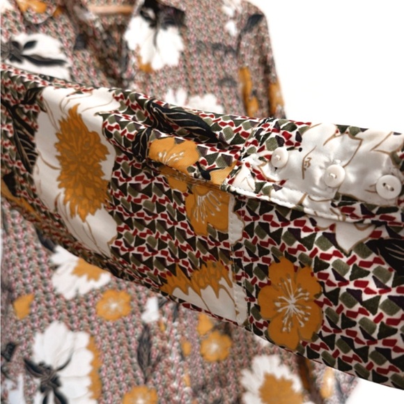 Zara Floral Button Down Lightweight Ling Sleeve Collared Top - Picture 3 of 5